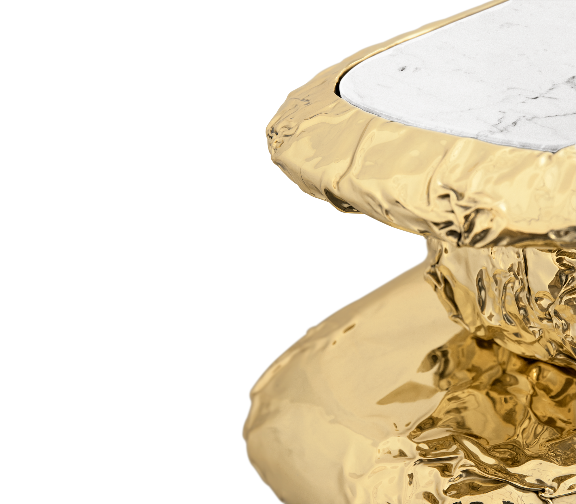 Brass Glass Gold Sculptural Form Cabinet
