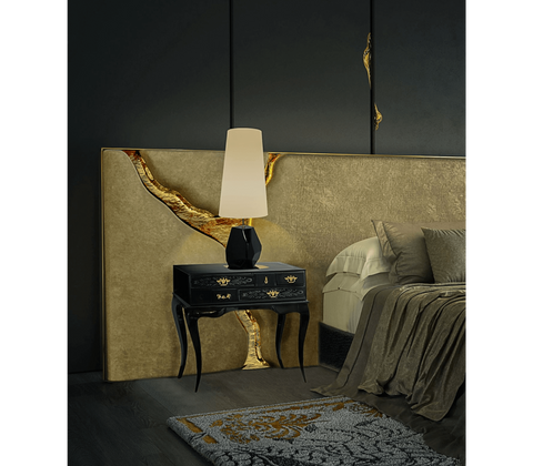 York Right Baroque High Gloss Black Nightstand