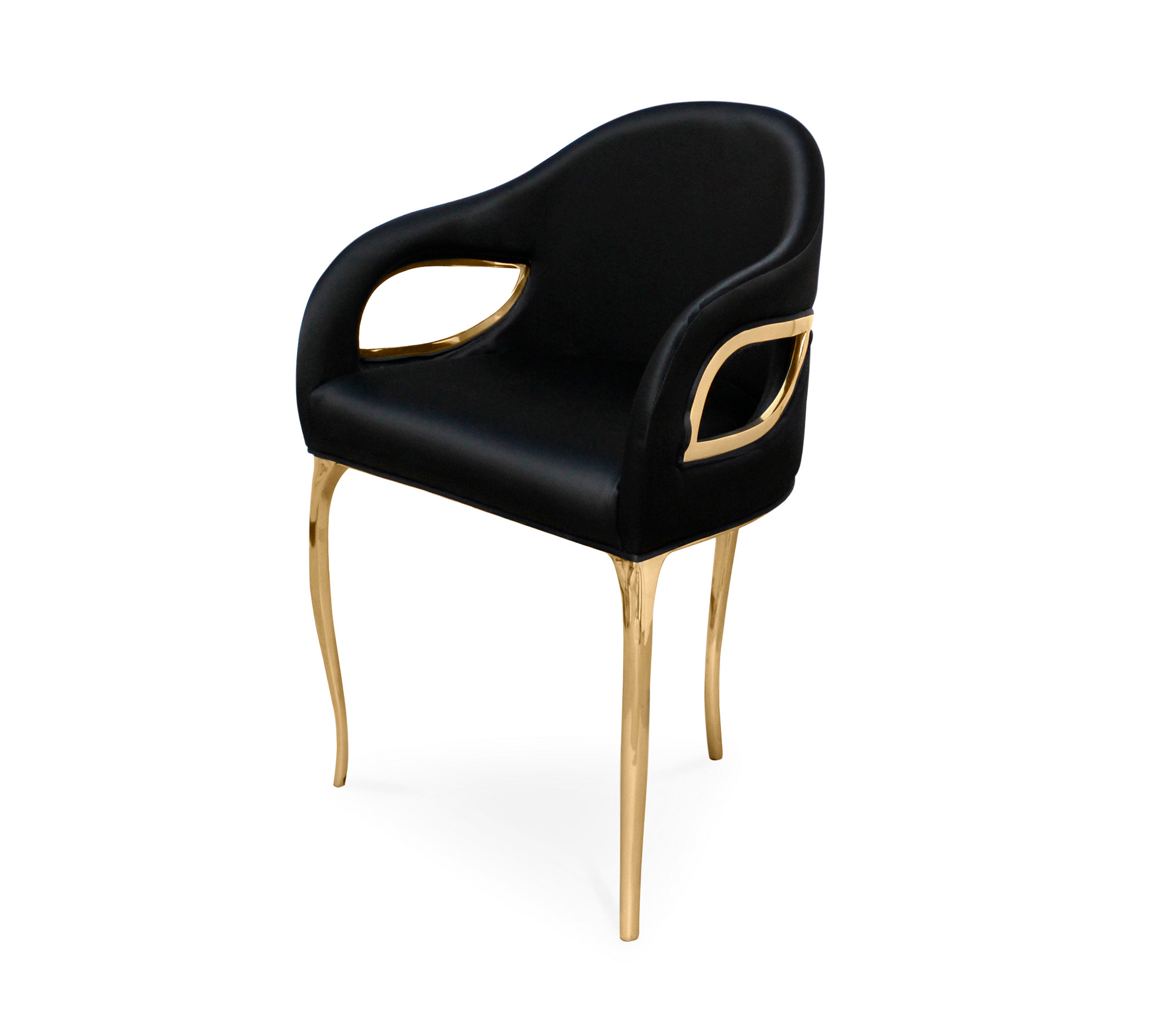 Chandra Cutout Polished Brass Velvet Dining Chair