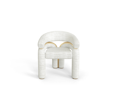 Elara Curved Sculptural Polished Brass Dining Chair