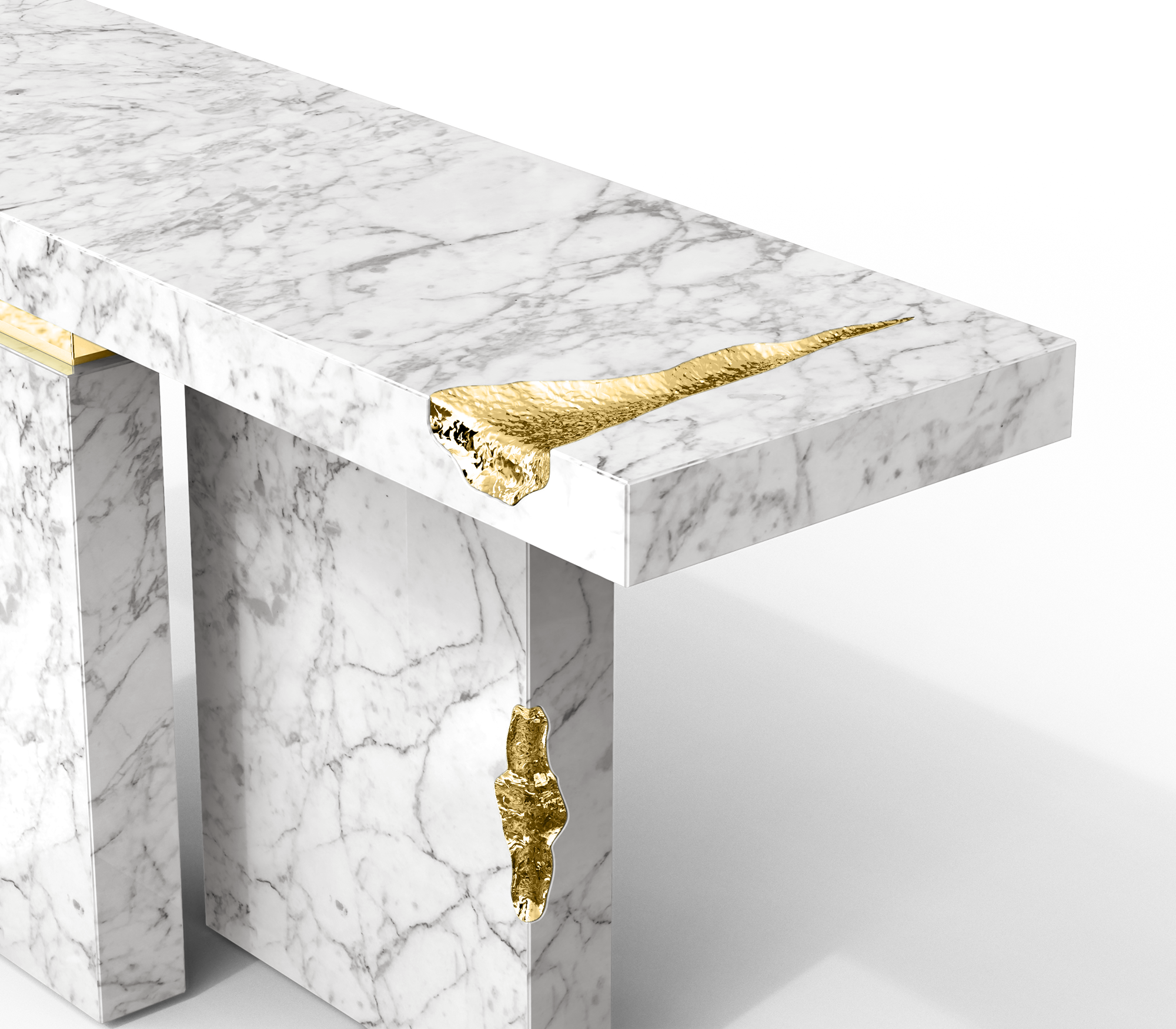 Brass Mirrored Gold Sculptural Form Cabinet Entryway