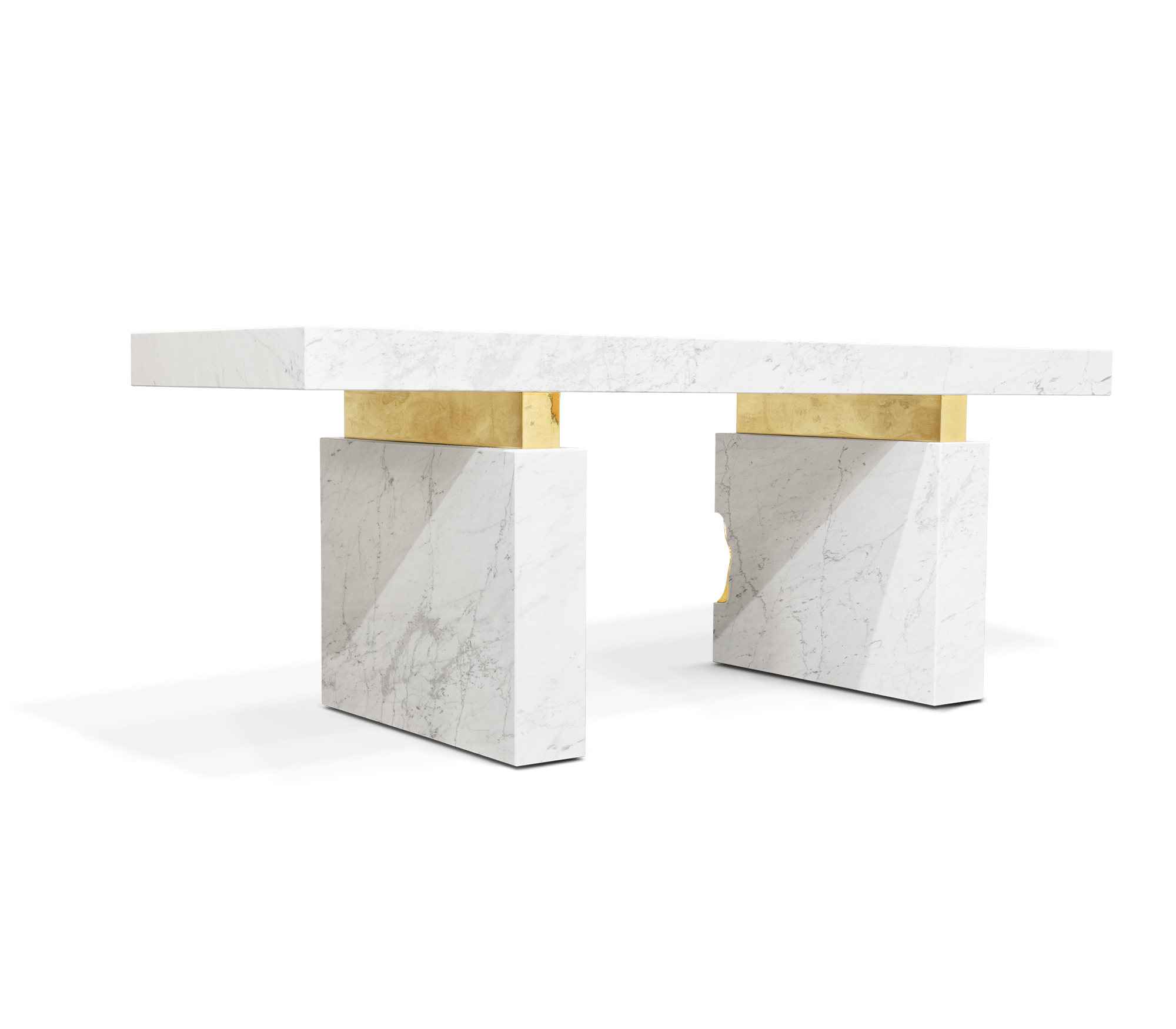 Empire Cracked Brass Inlay Marble Desk