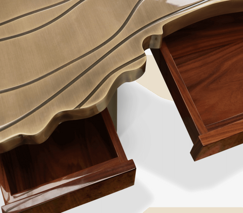 Fortuna Tree-Ring Brass Sculptural Desk