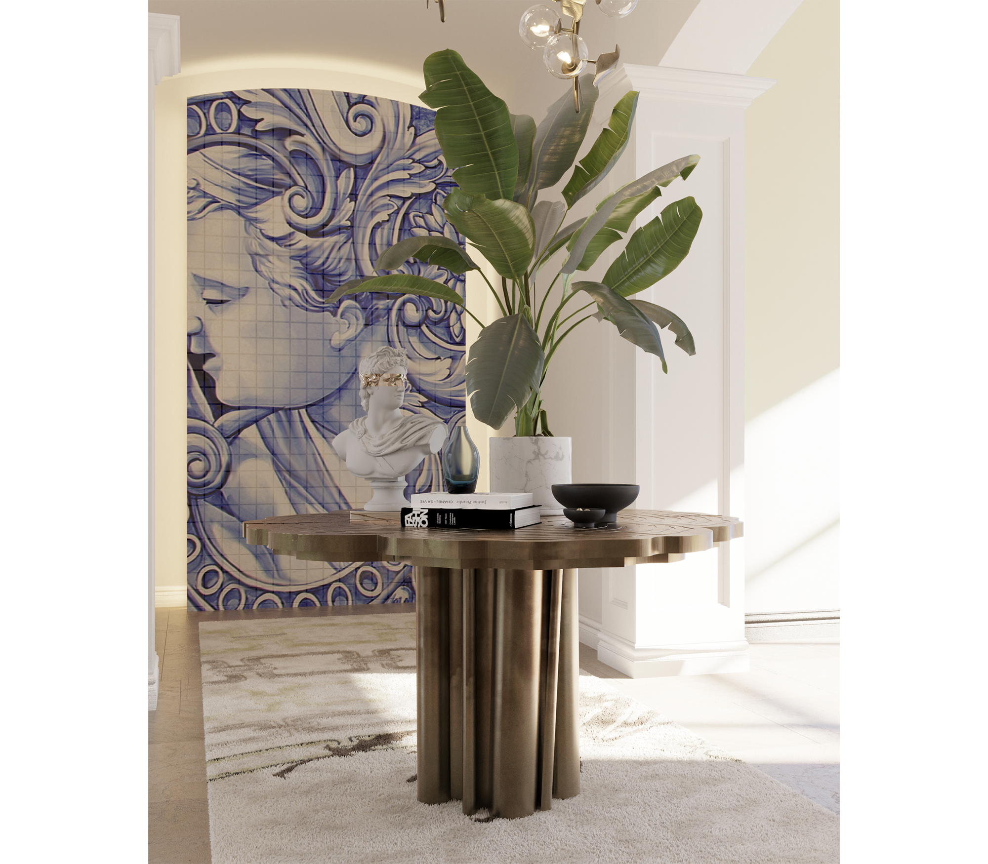 Fortuna Polished Brass Round Dining Table