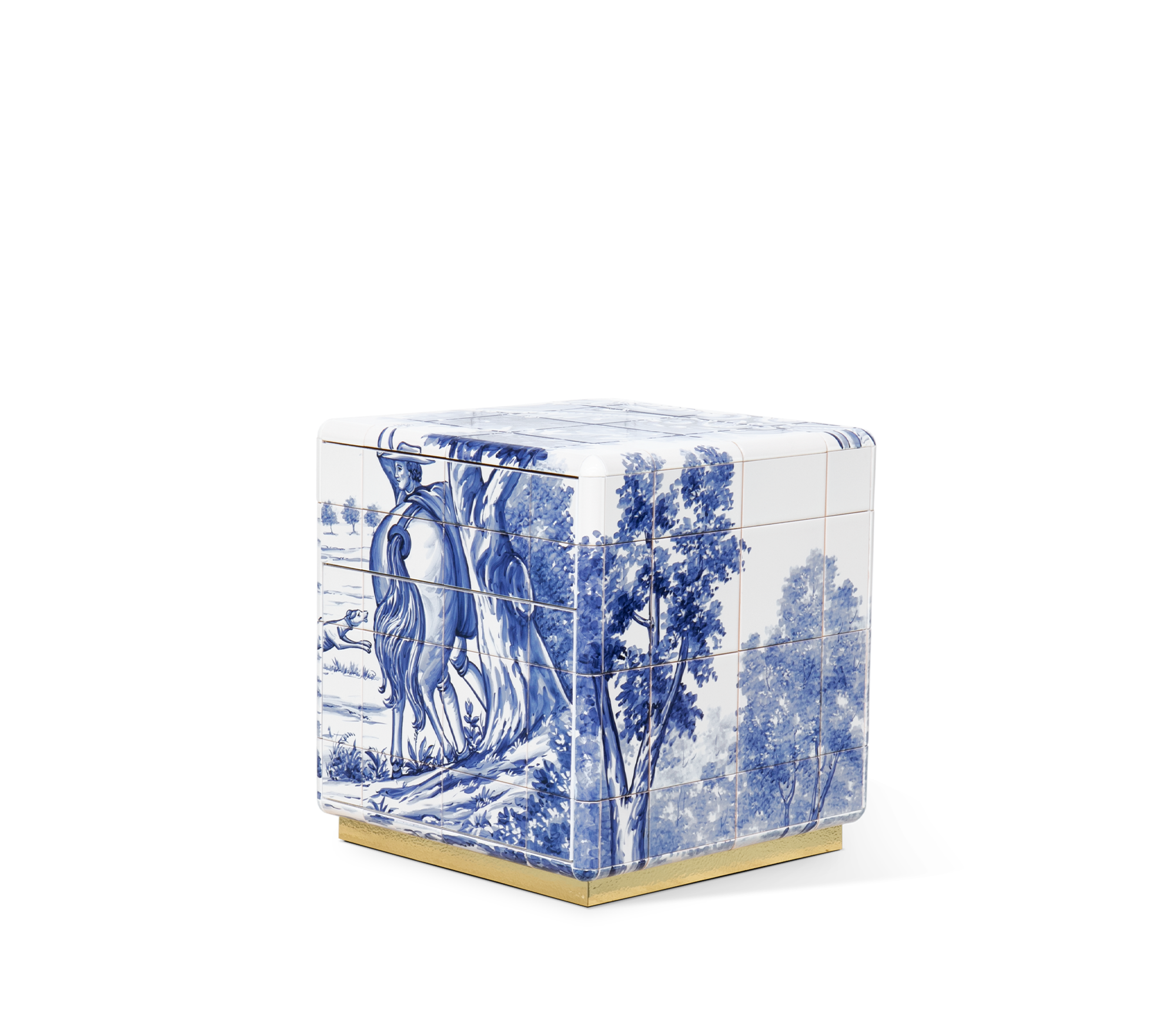 Heritage Azulejo Hand-Painted Ceramic Small Nightstand