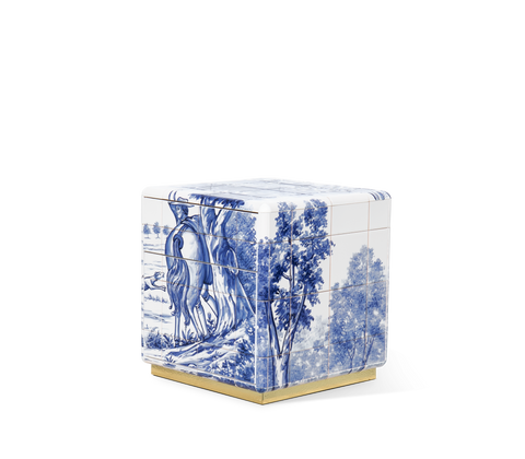 Heritage Azulejo Hand-Painted Ceramic Small Nightstand