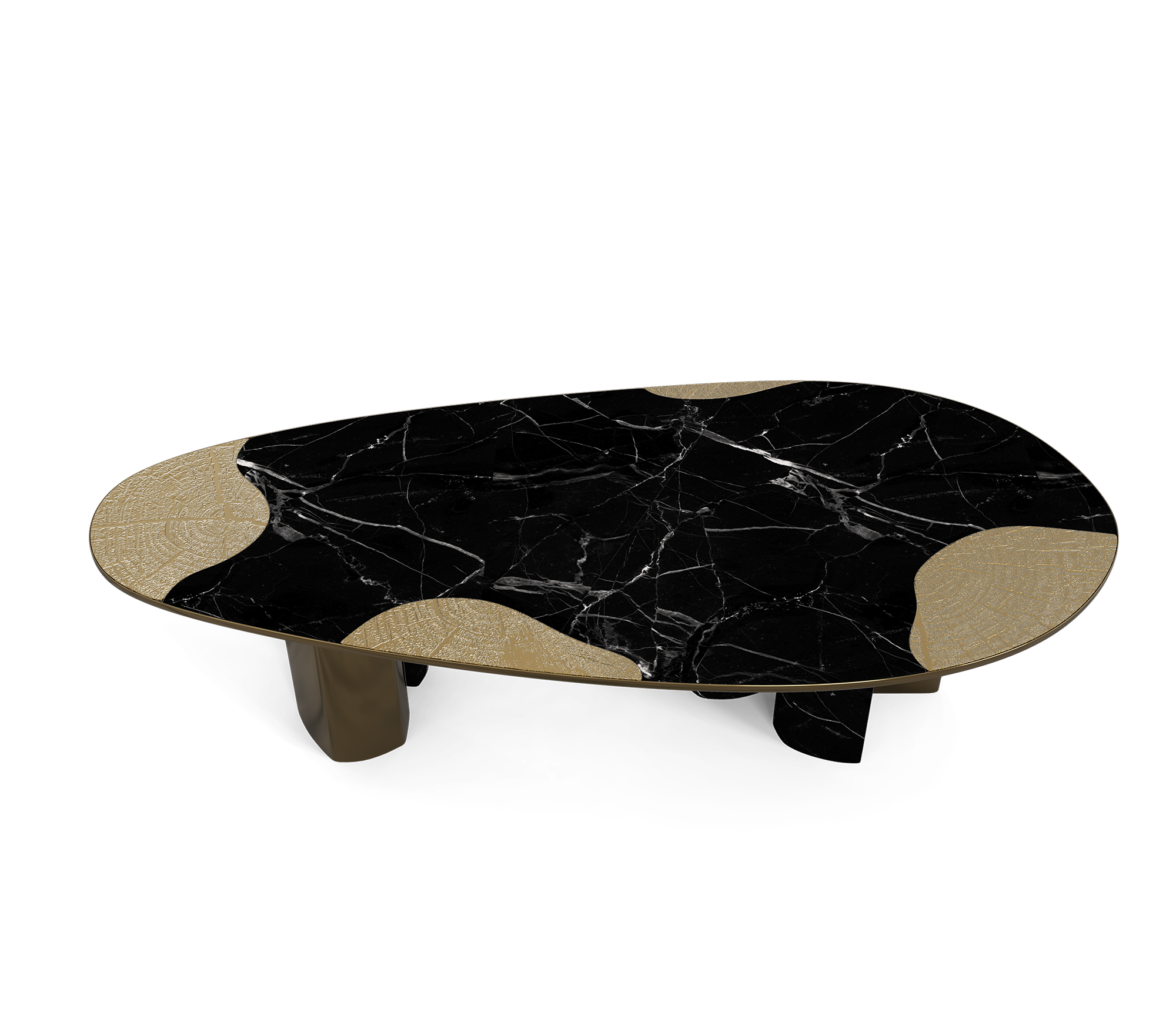 Ophelia Oval Carrara Marble and Gold Dining Table