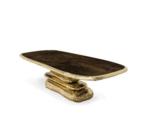Stonehenge Marble and Brass Dining Table