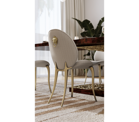 Soleil Curved Brass Modern Dining Chair