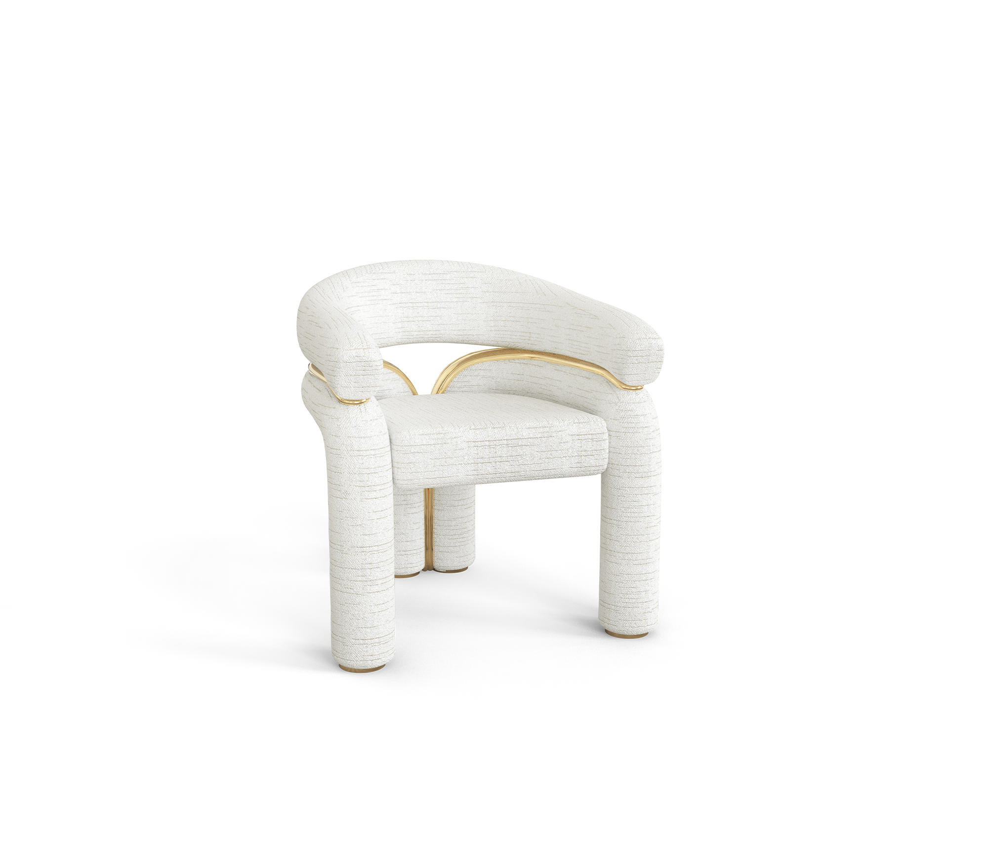 Elara Curved Sculptural Polished Brass Dining Chair
