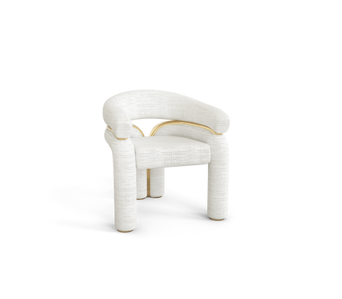 Elara Curved Sculptural Polished Brass Dining Chair