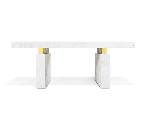 Empire Cracked Brass Inlay Marble Desk
