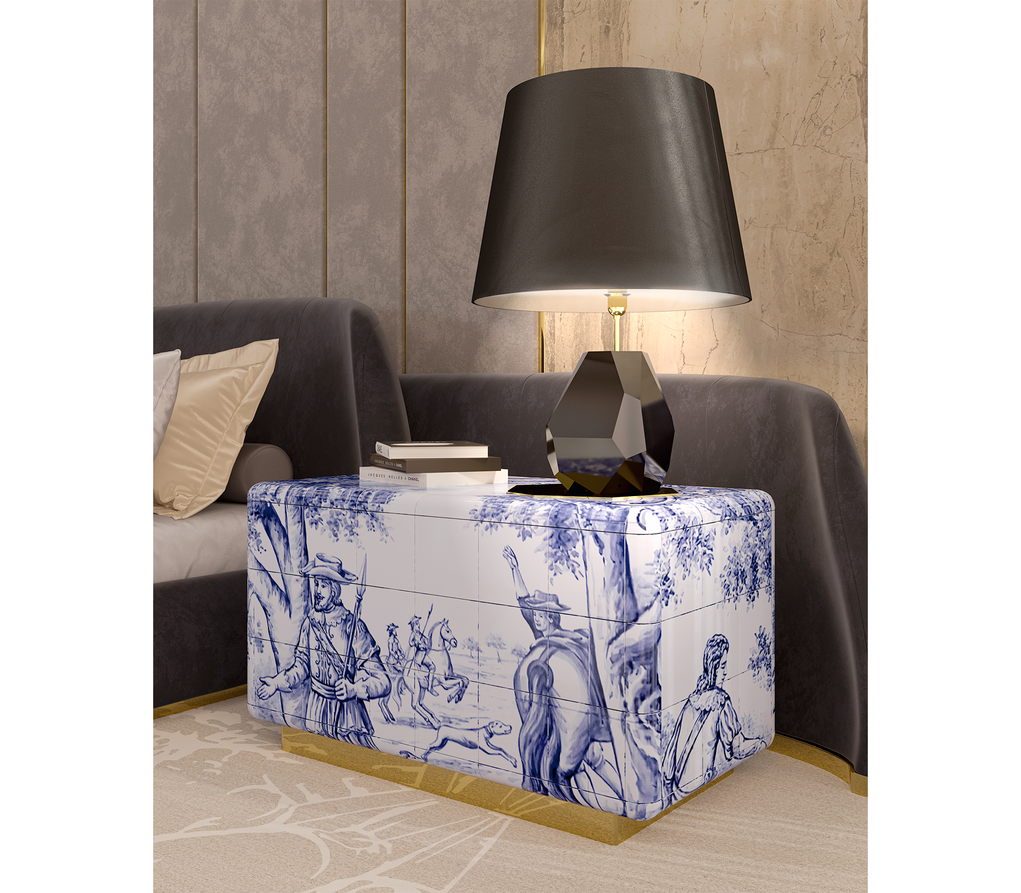 Heritage Azulejo Hand-Painted Ceramic Nightstand