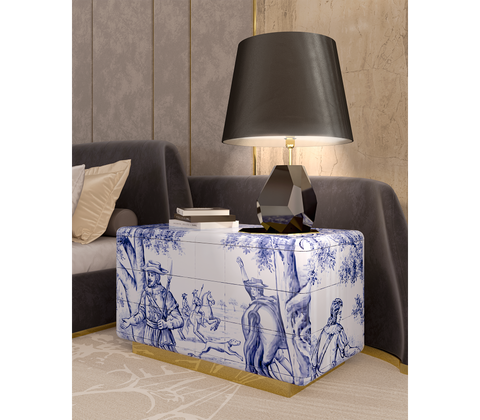 Heritage Azulejo Hand-Painted Ceramic Nightstand