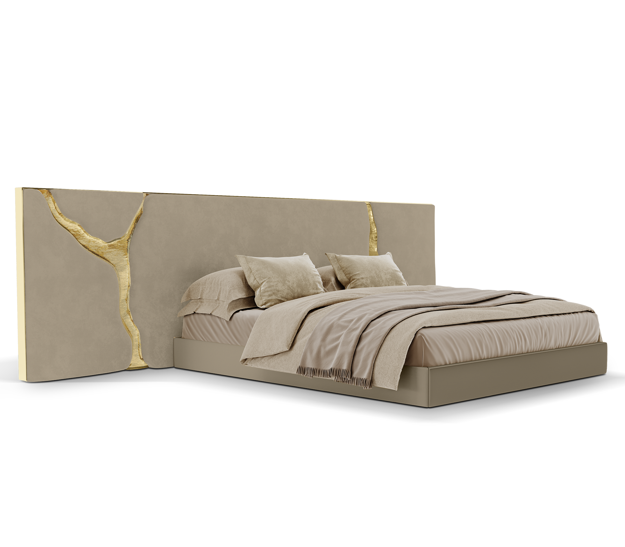 Lapiaz Kintsugi Velvet Polished Gold Headboard