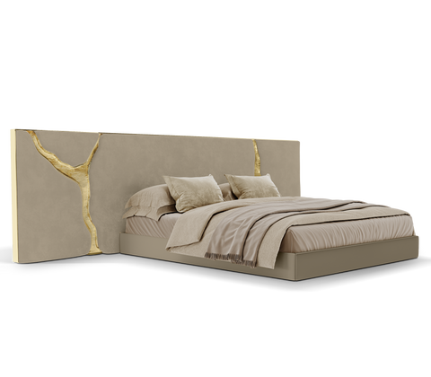 Lapiaz Kintsugi Velvet Polished Gold Headboard