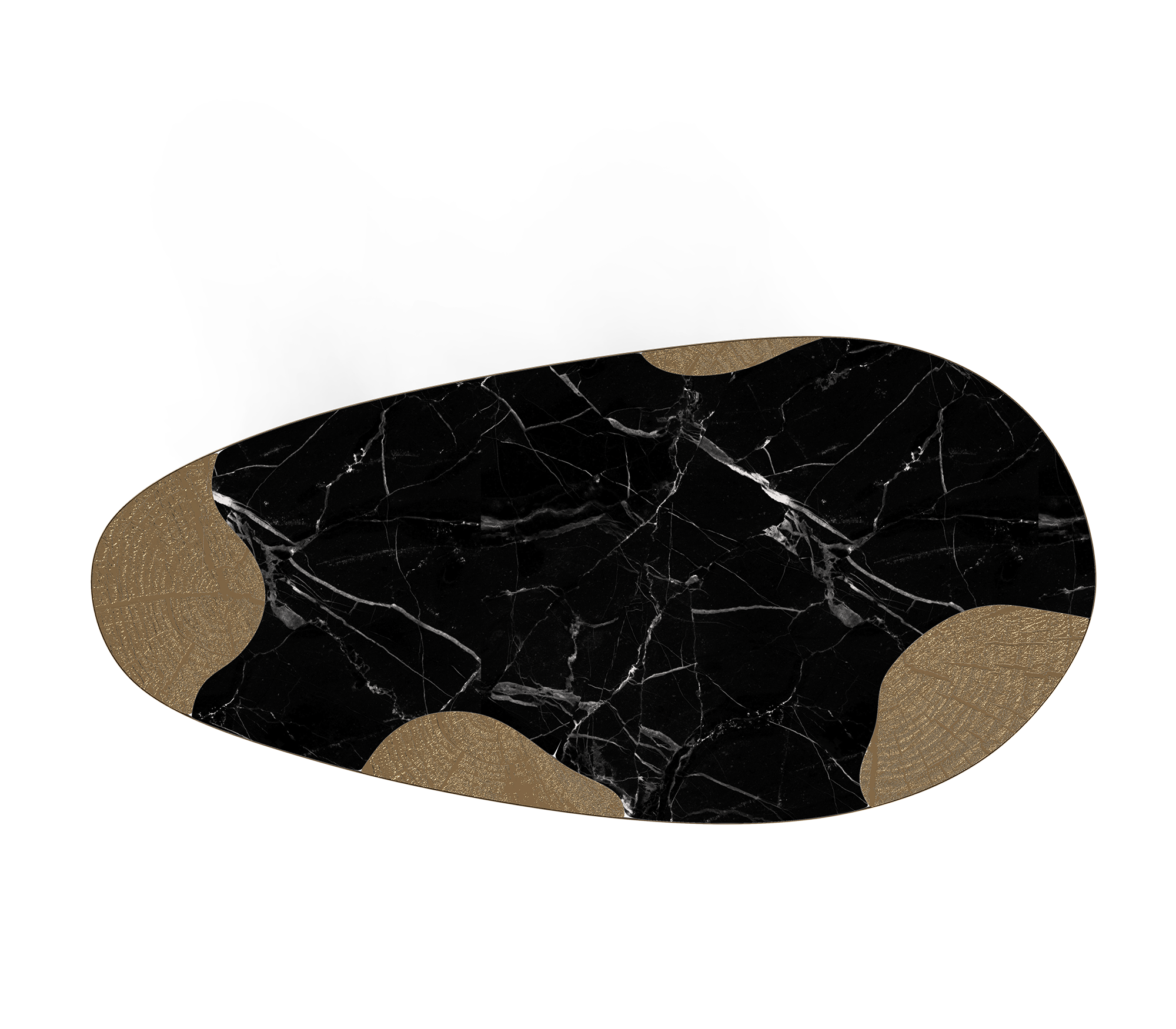 Ophelia Oval Carrara Marble and Gold Dining Table