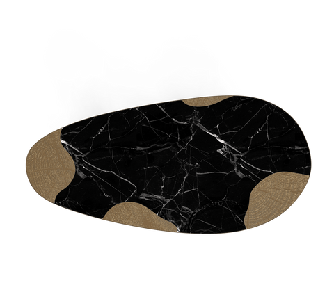 Ophelia Oval Carrara Marble and Gold Dining Table