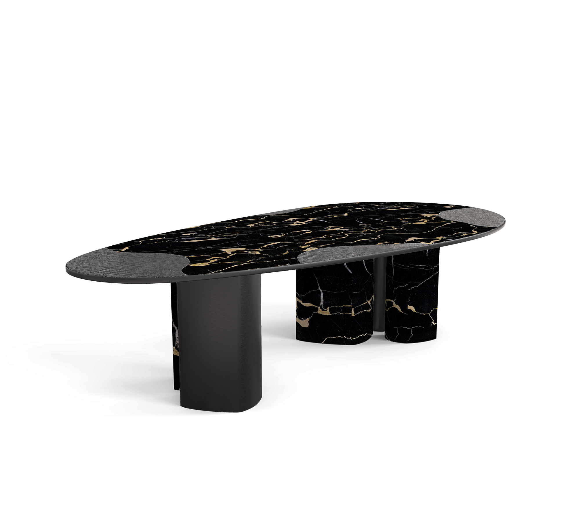 Ophelia Oval Carrara Marble and Gold Dining Table