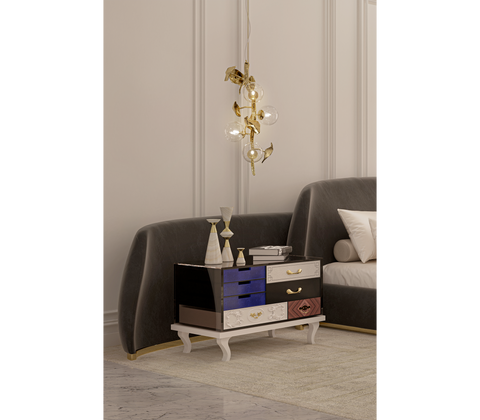 Soho Eclectic Mixed Material Bedside Table