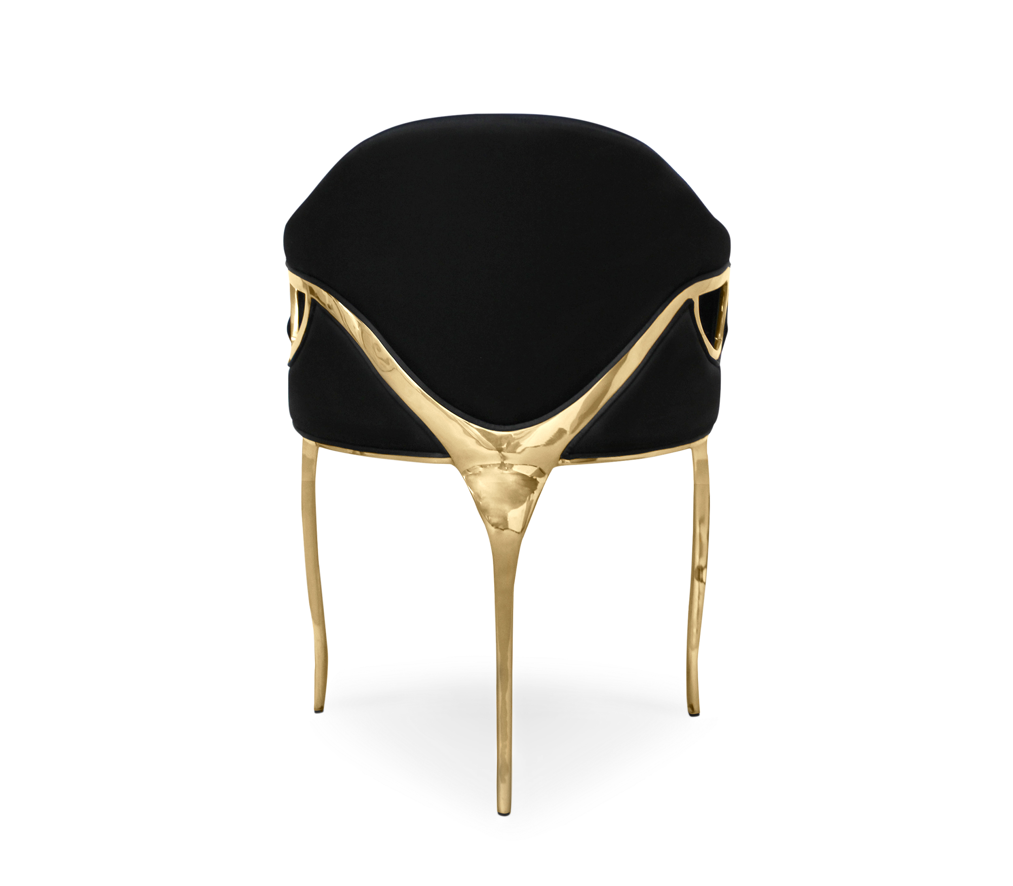 Chandra Cutout Polished Brass Velvet Dining Chair