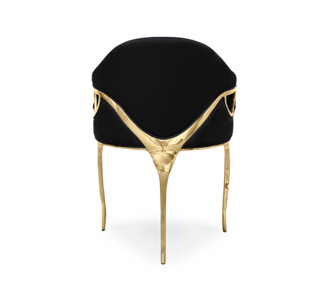 Chandra Cutout Polished Brass Velvet Dining Chair