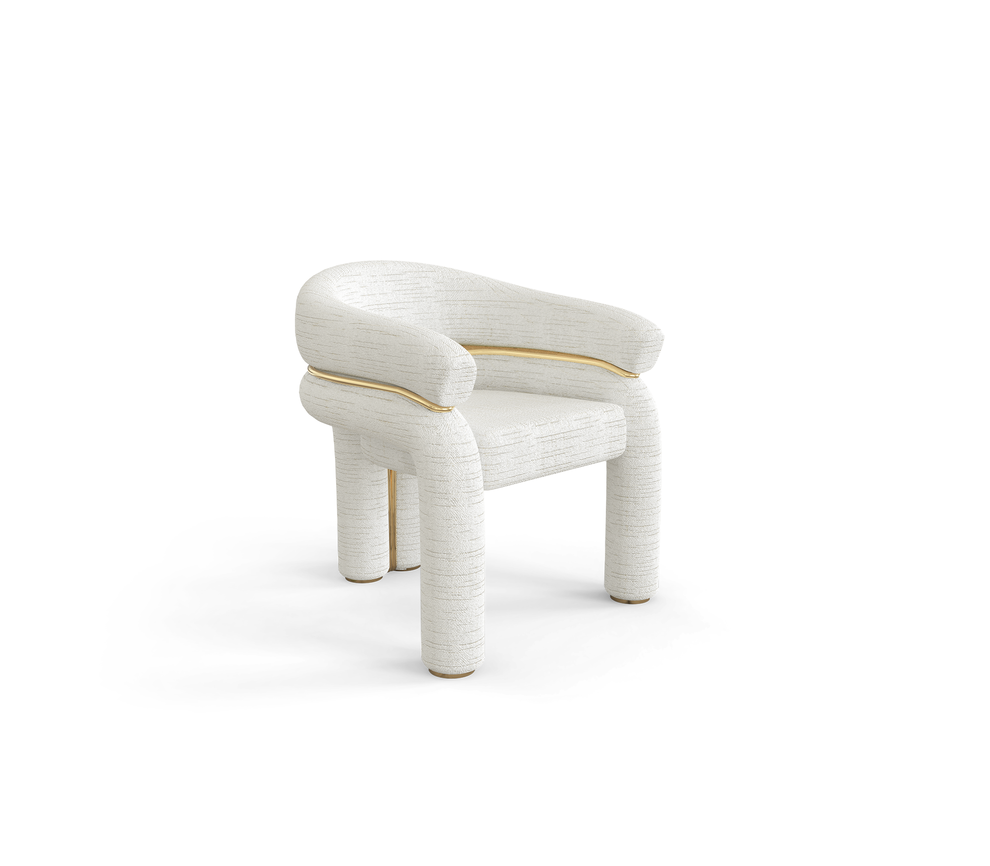 Elara Curved Sculptural Polished Brass Dining Chair