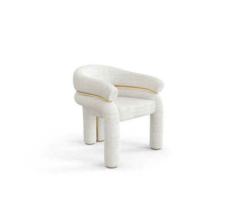 Elara Curved Sculptural Polished Brass Dining Chair