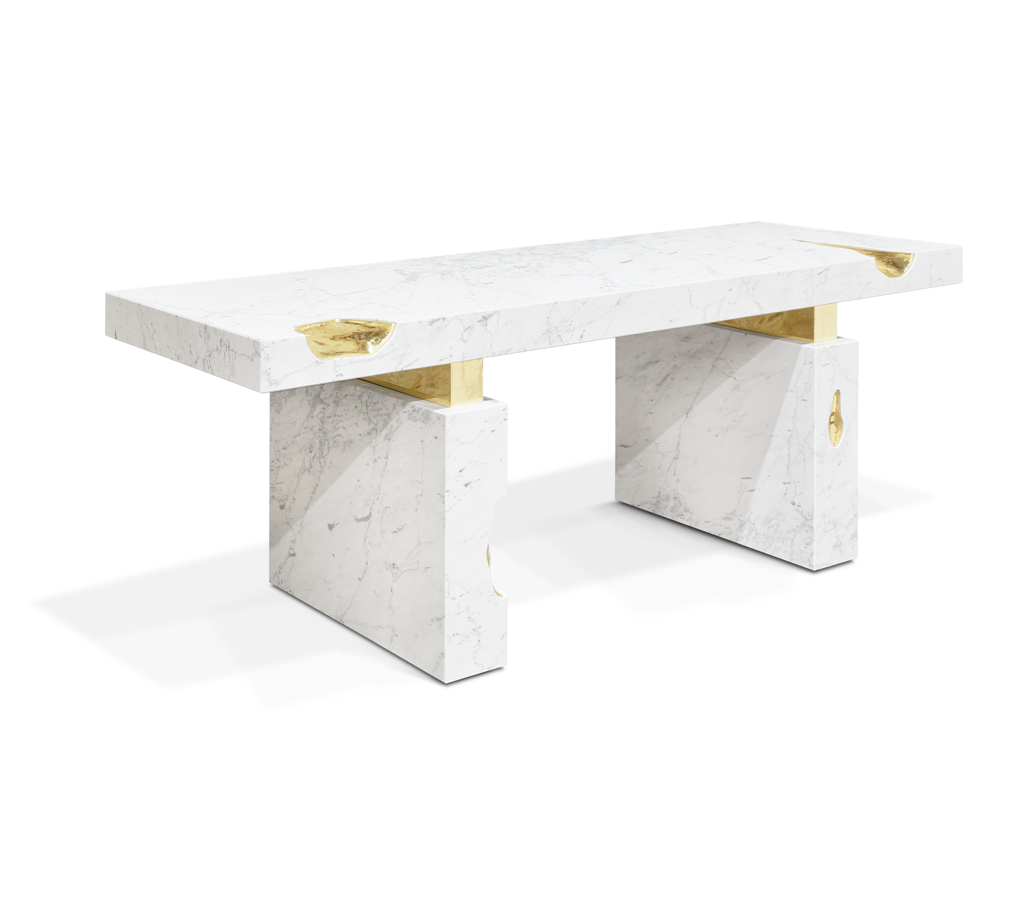 Empire Cracked Brass Inlay Marble Desk