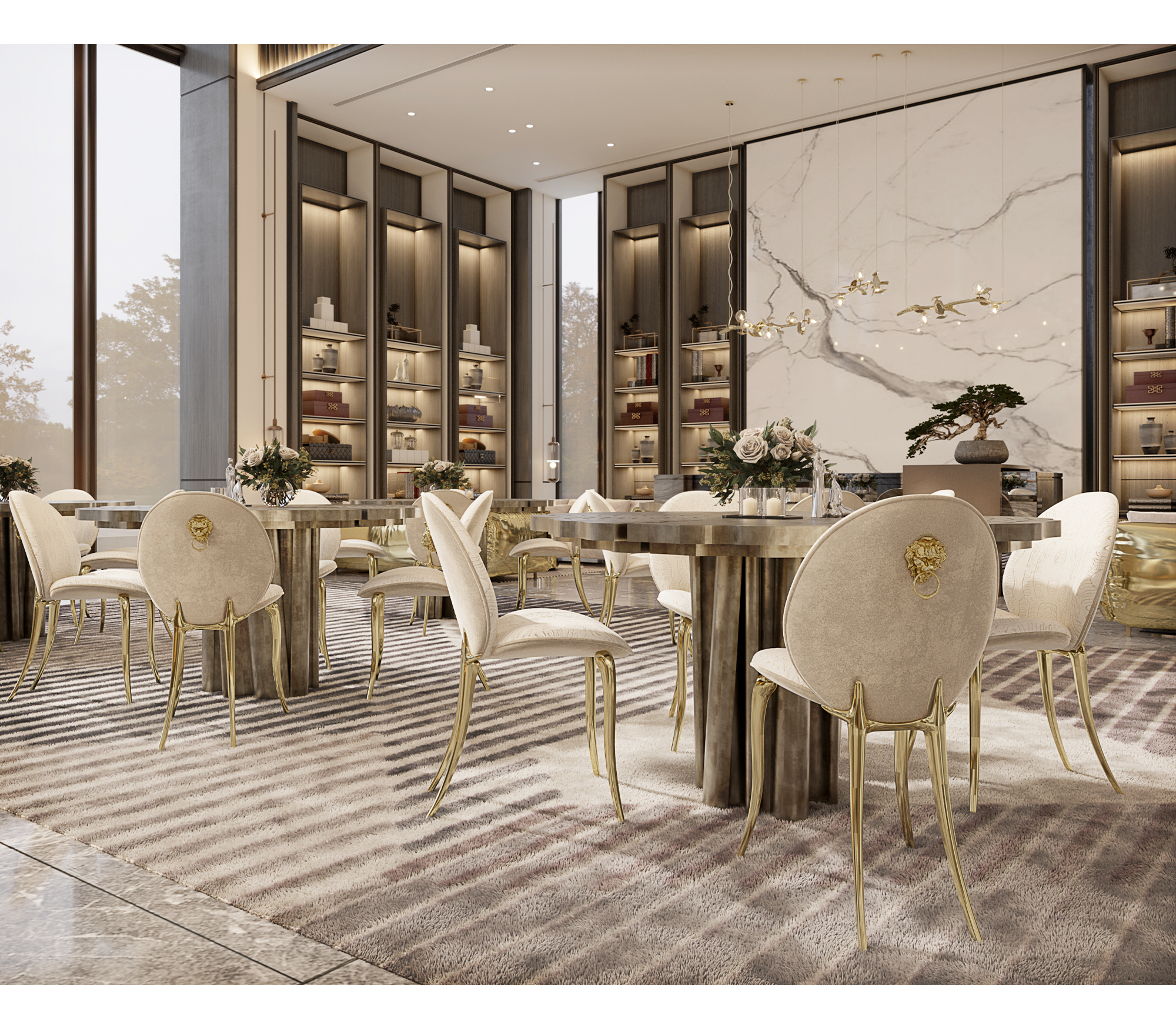 Fortuna Polished Brass Round Dining Table