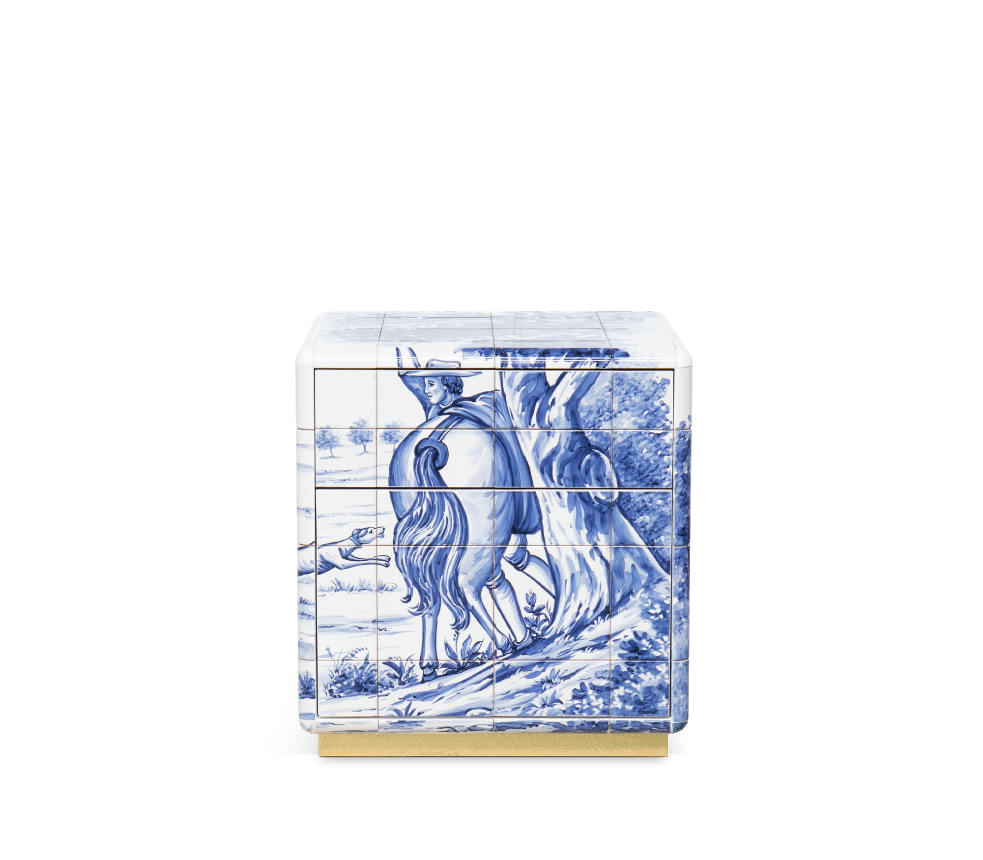 Heritage Azulejo Hand-Painted Ceramic Small Nightstand