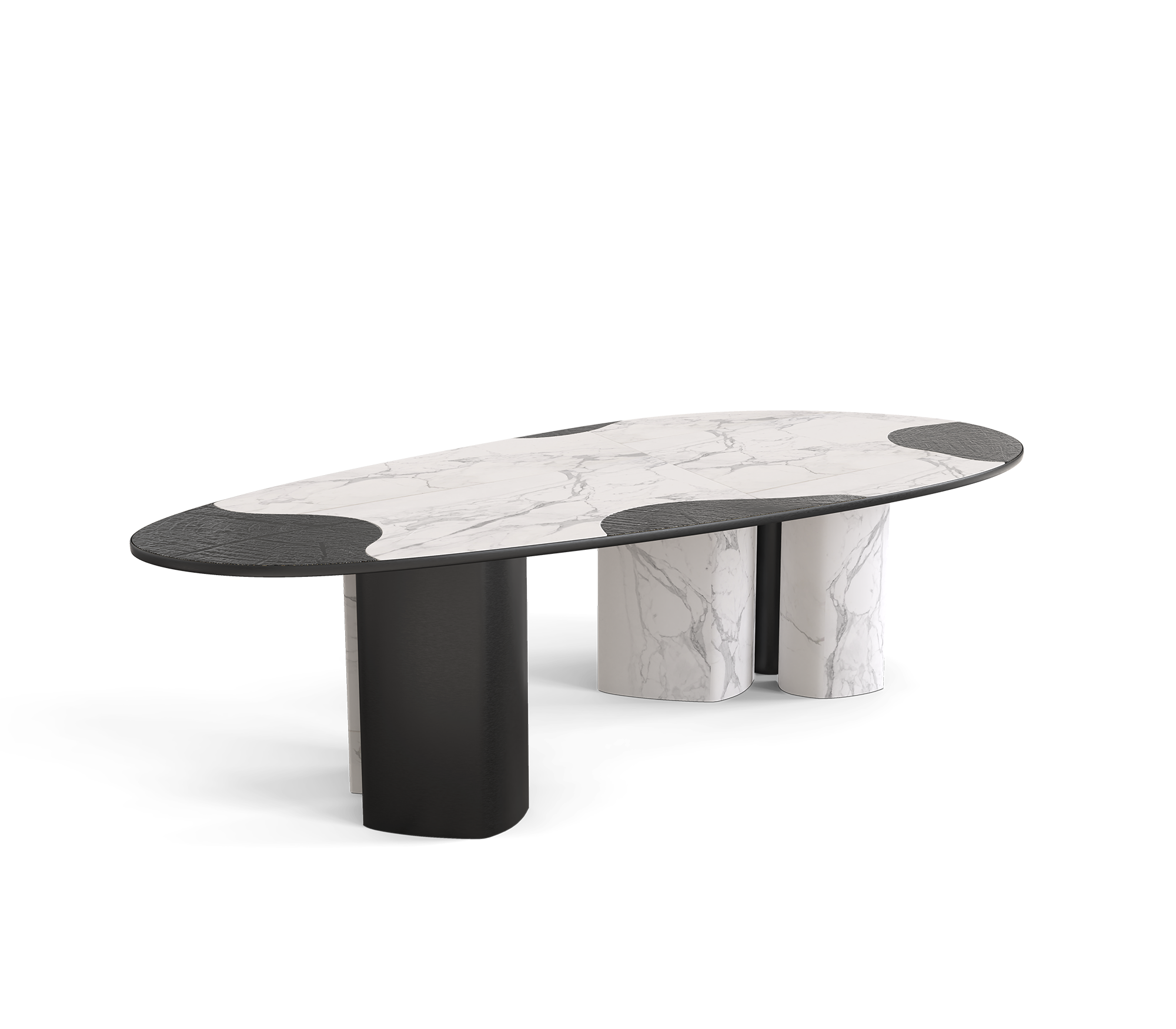 Ophelia Oval Carrara Marble and Gold Dining Table