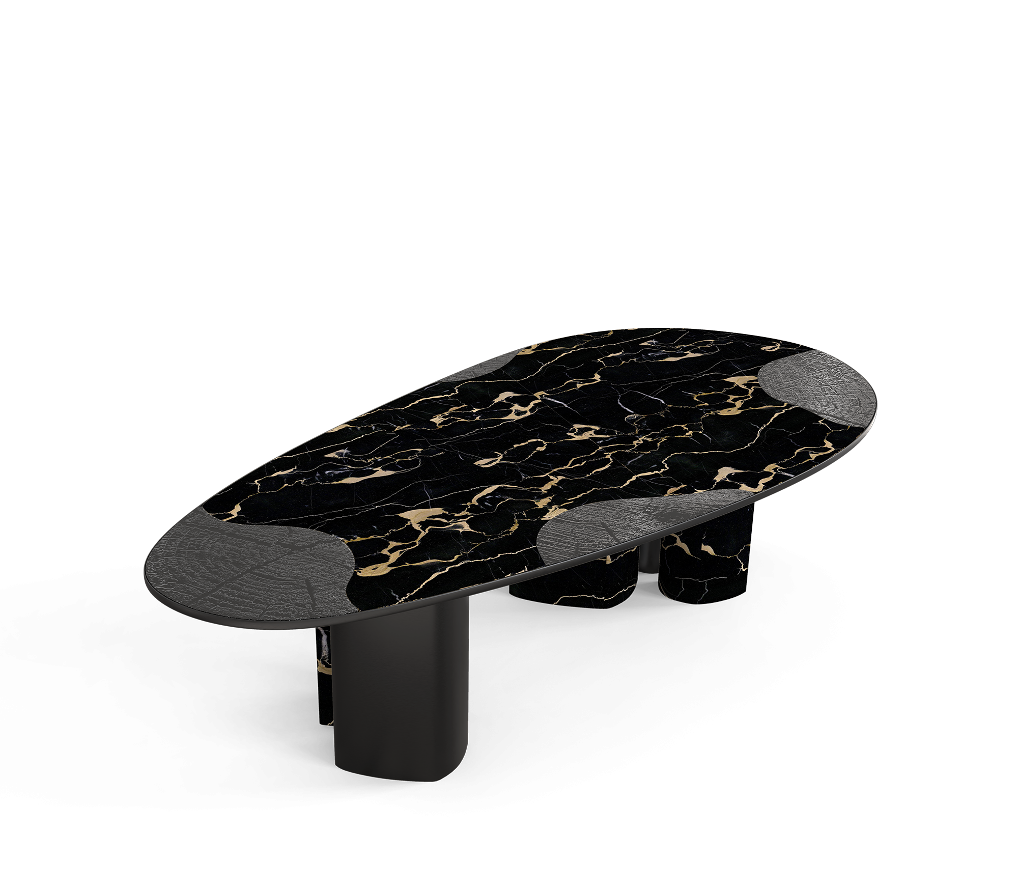 Ophelia Oval Carrara Marble and Gold Dining Table