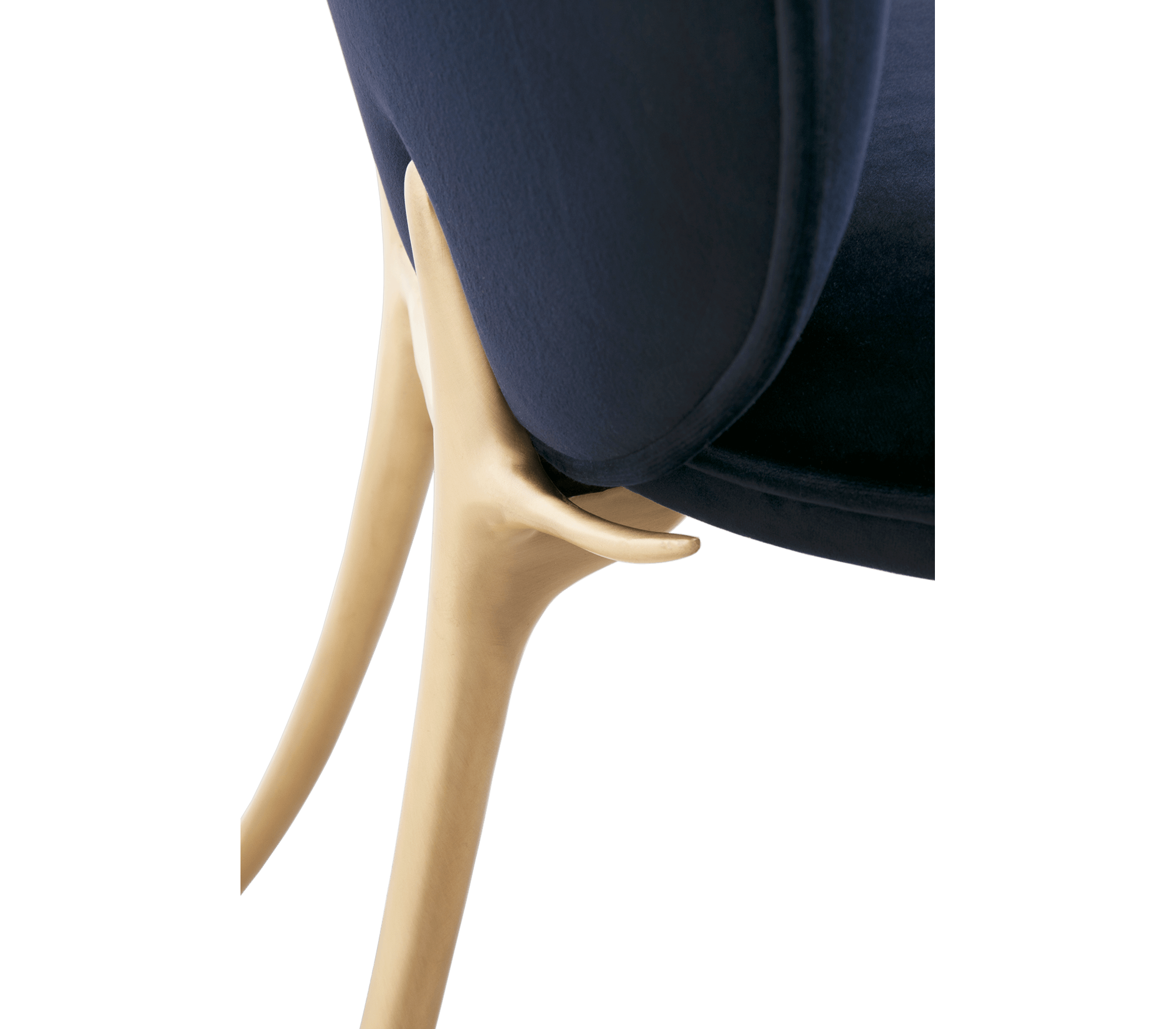 Soleil Curved Brass Modern Dining Chair
