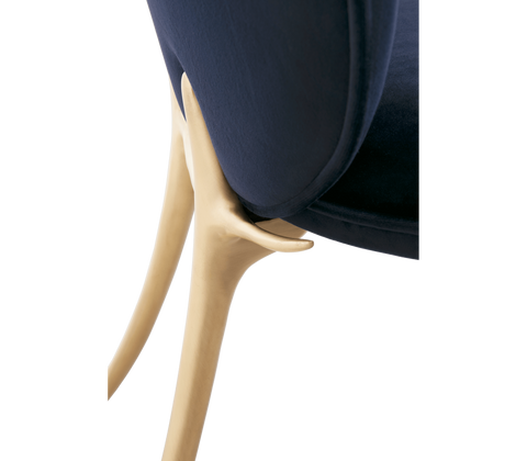 Soleil Curved Brass Modern Dining Chair