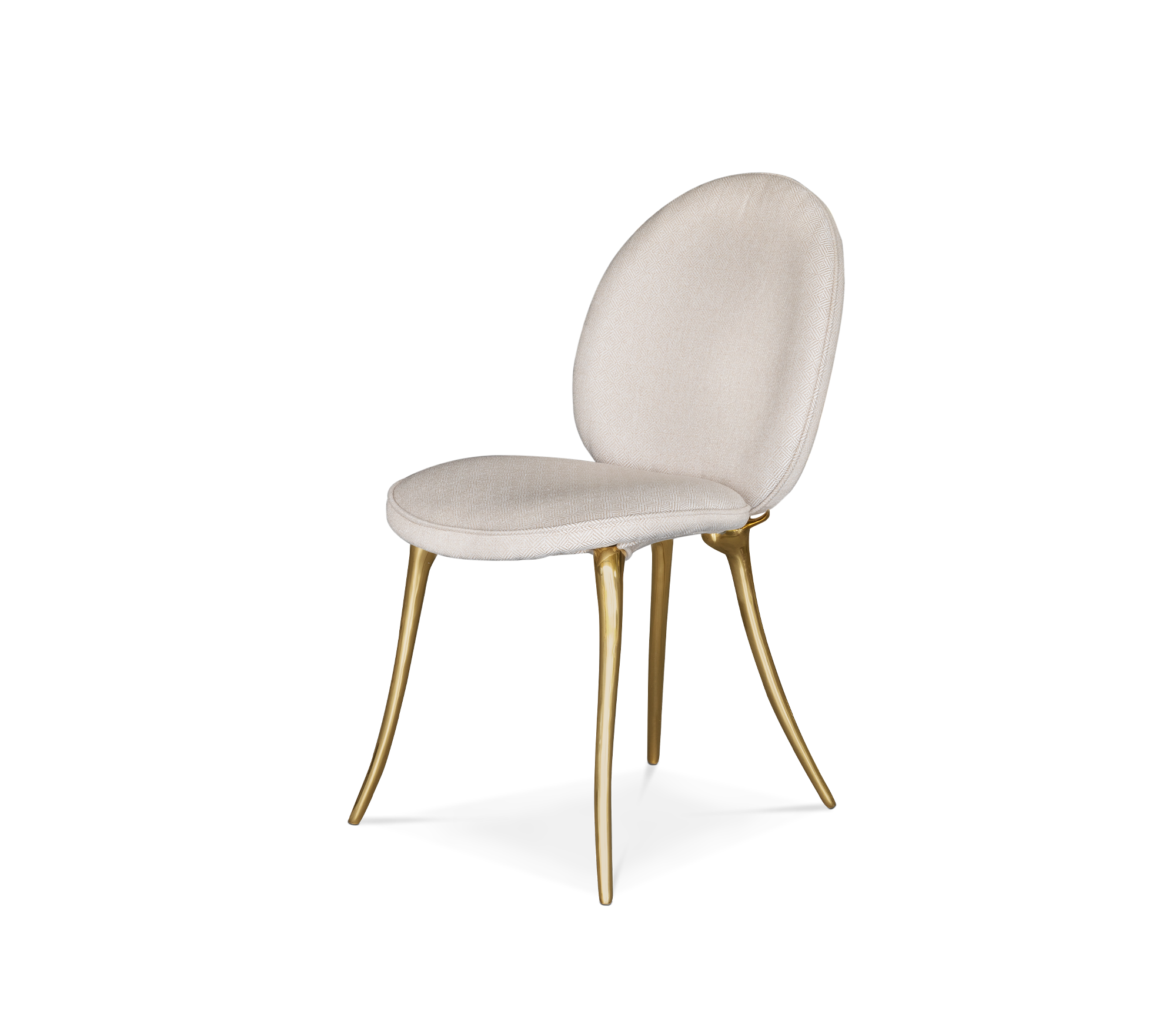 Soleil Curved Brass Modern Dining Chair