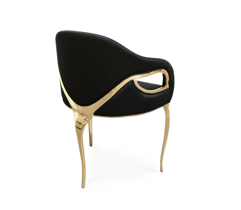 Chandra Cutout Polished Brass Velvet Dining Chair