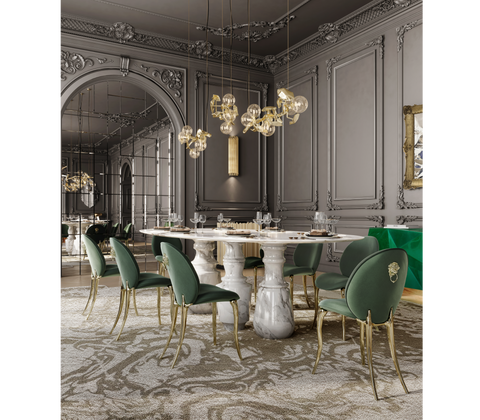 Soleil Curved Brass Modern Dining Chair