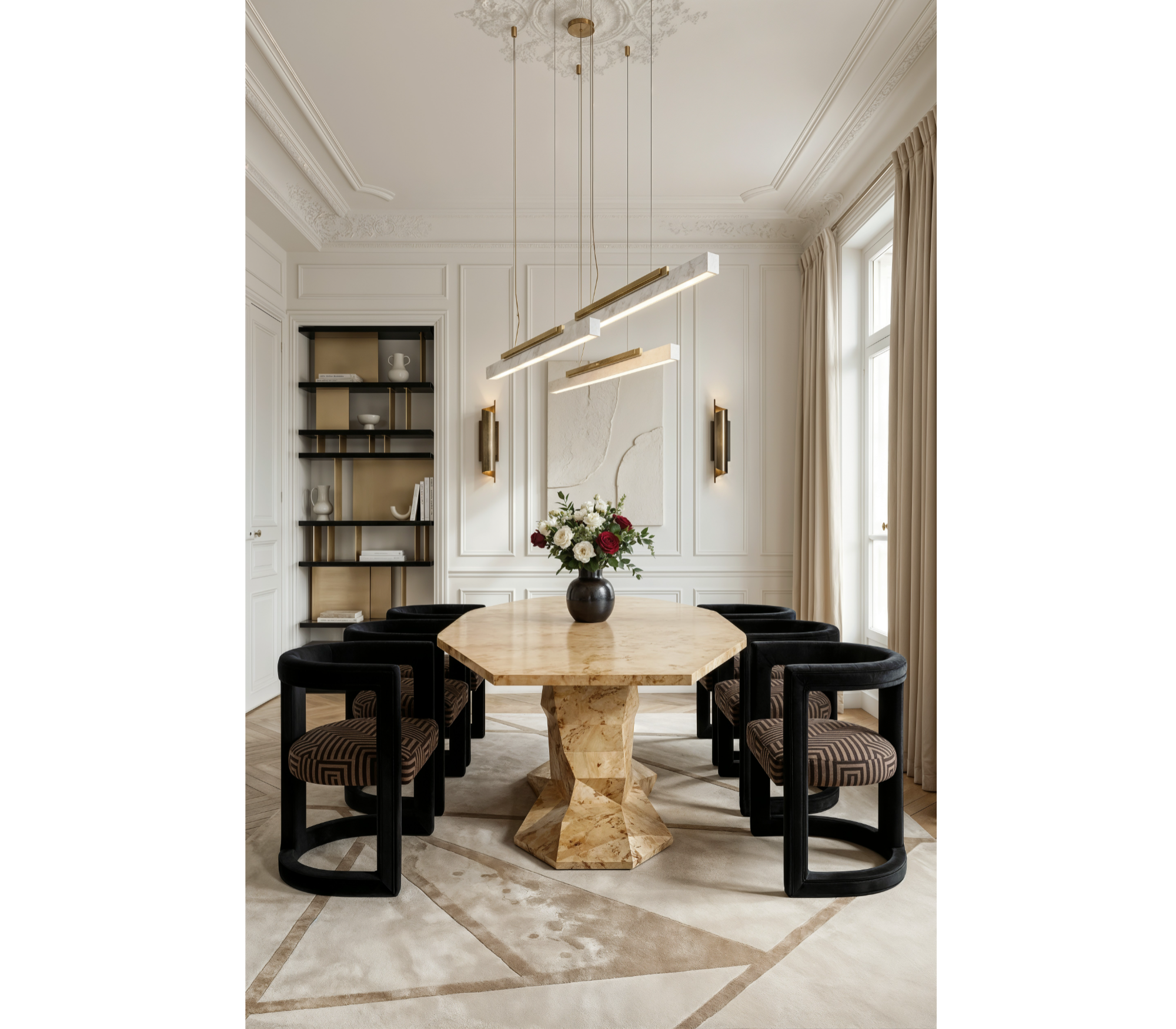 Faceted Design Dining Table for Dining Room