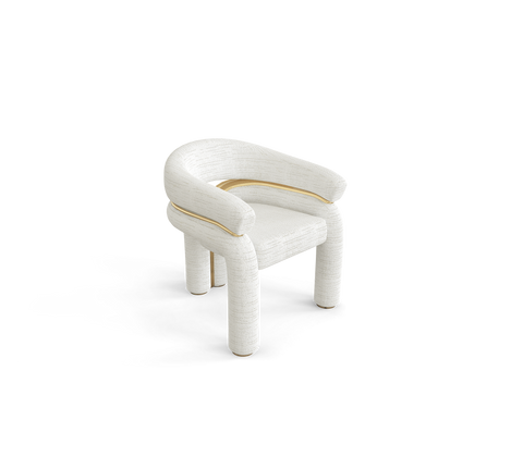 Elara Curved Sculptural Polished Brass Dining Chair