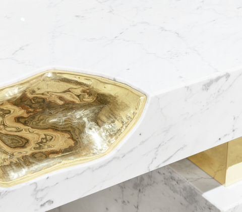 Empire Cracked Brass Inlay Marble Desk