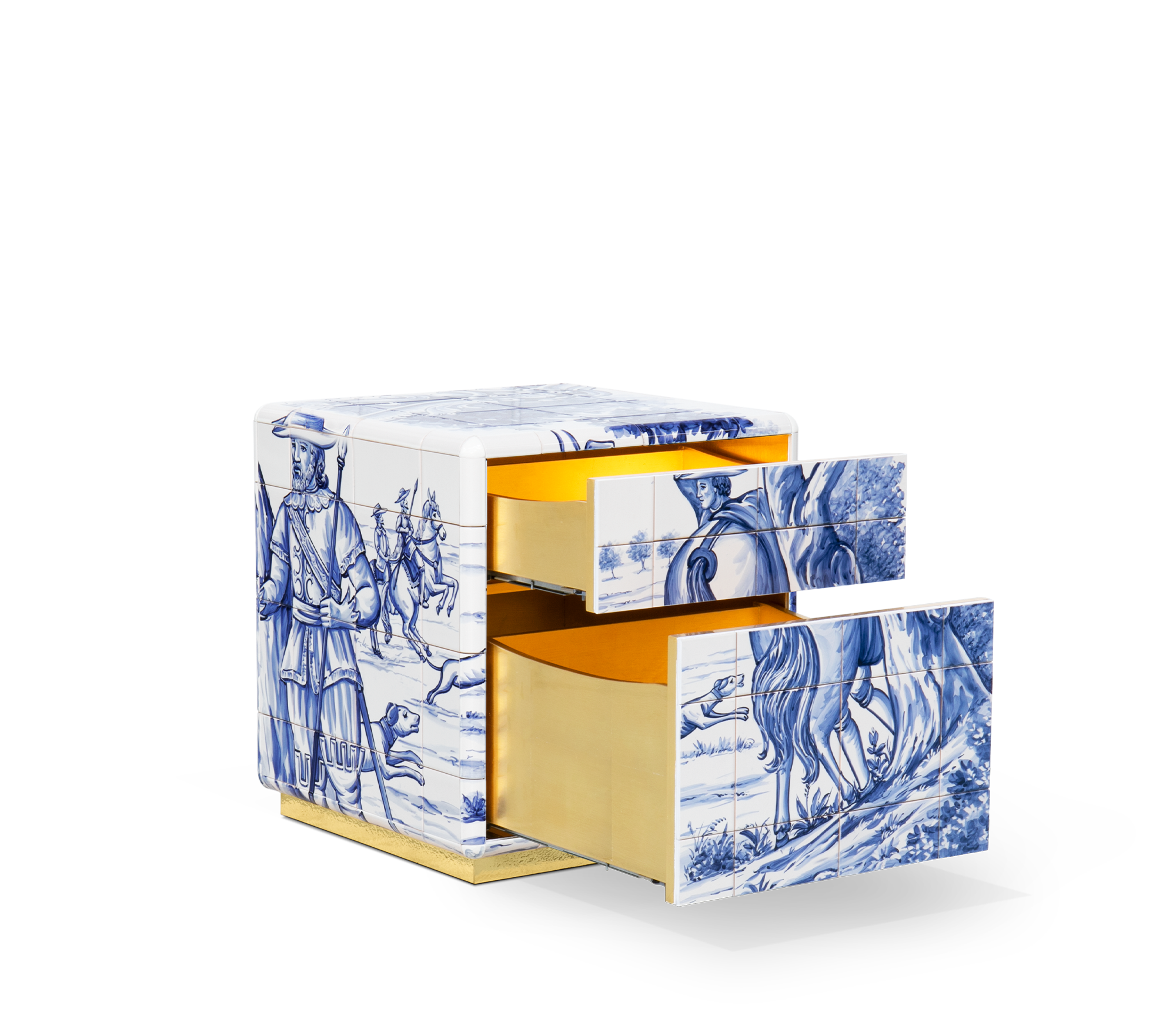 Heritage Azulejo Hand-Painted Ceramic Small Nightstand