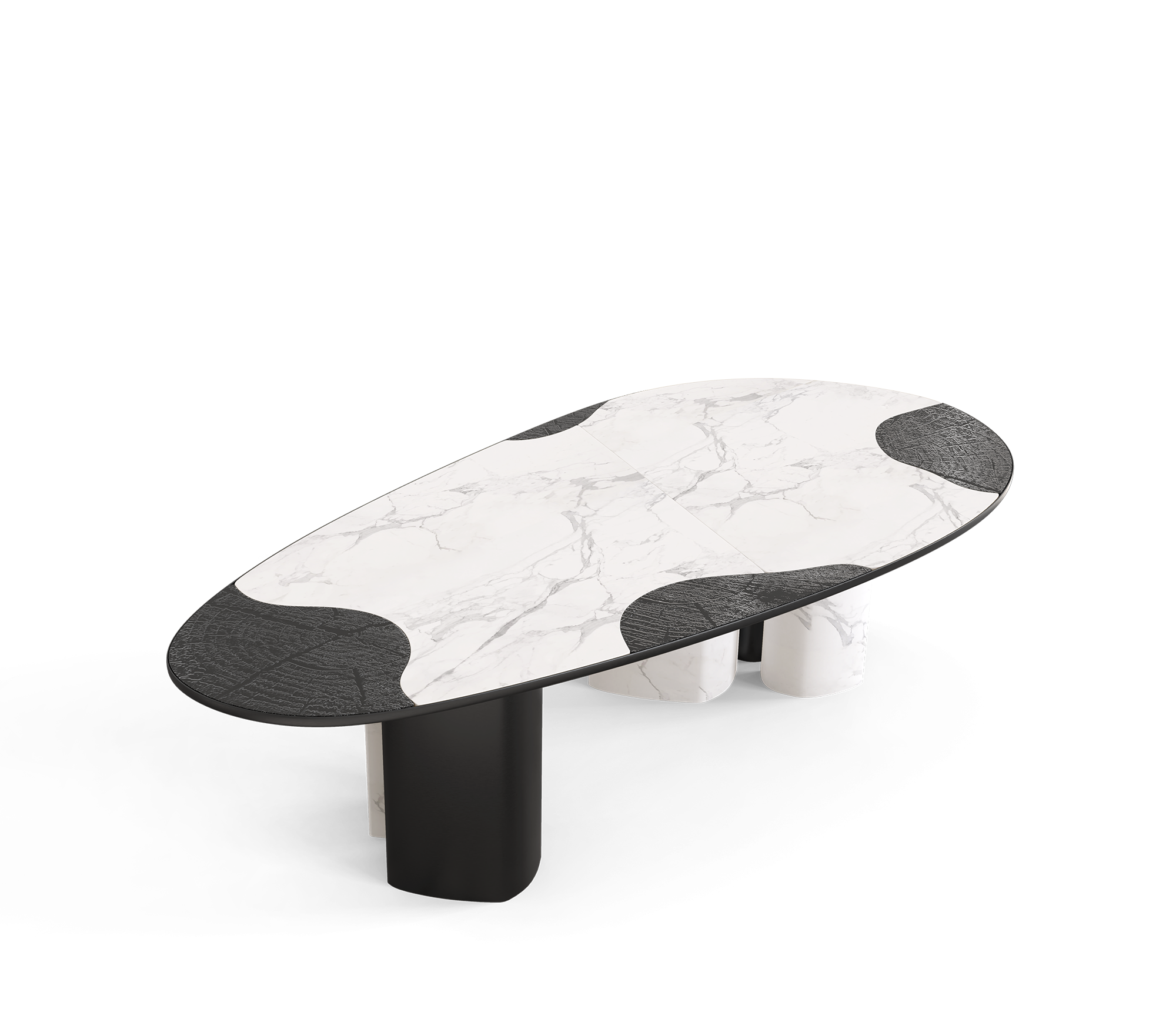 Ophelia Oval Carrara Marble and Gold Dining Table