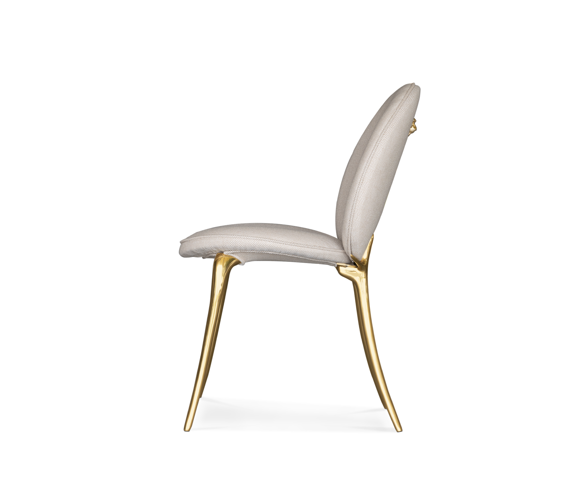 Soleil Curved Brass Modern Dining Chair