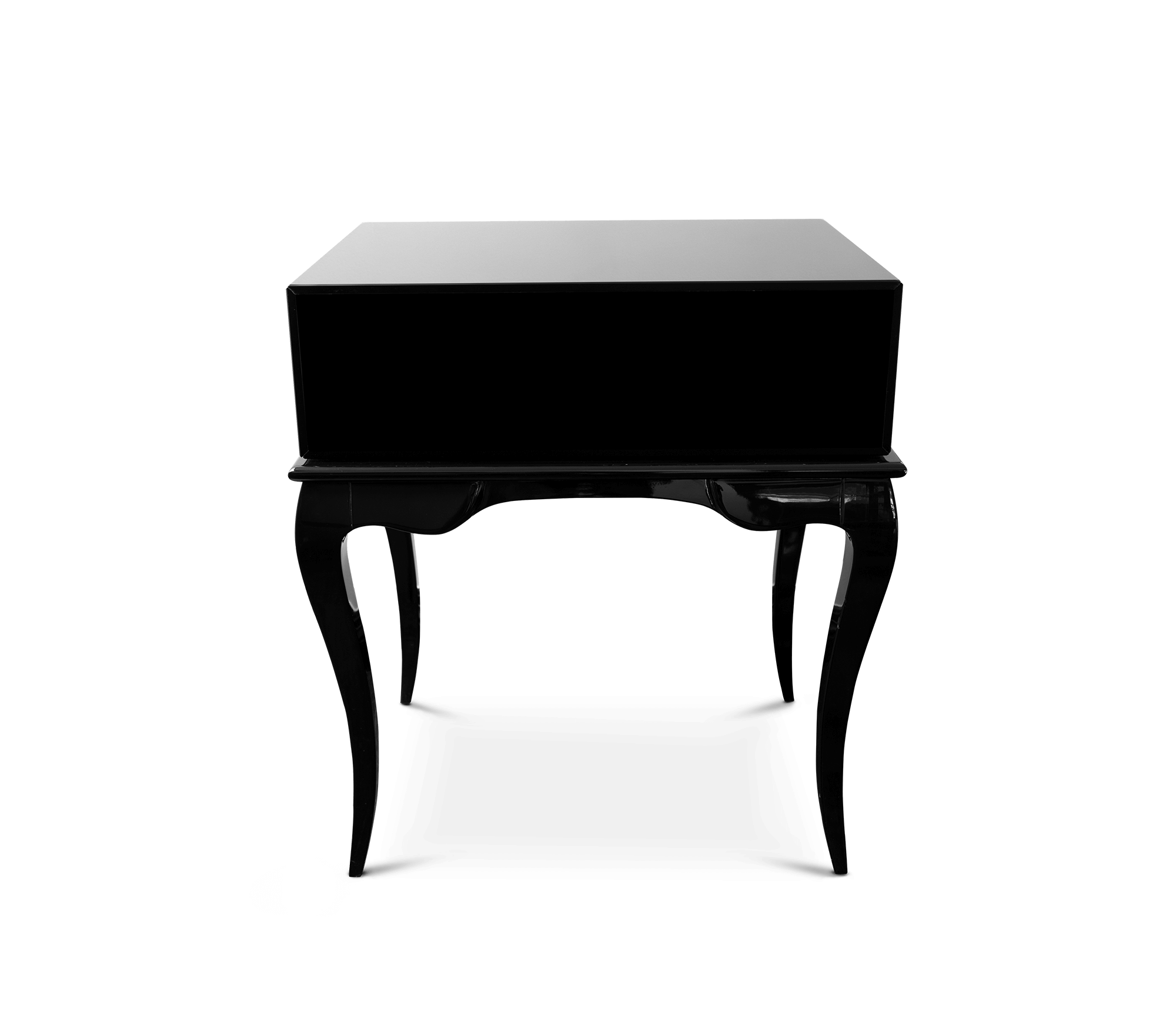 York Right Baroque High Gloss Black Nightstand