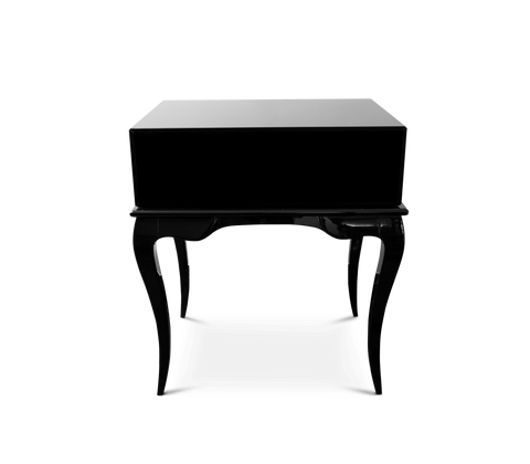 York Right Baroque High Gloss Black Nightstand