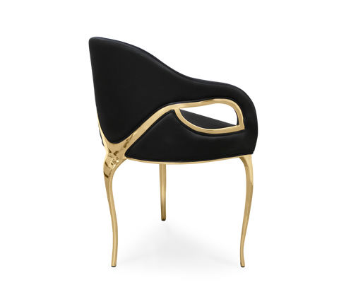 Chandra Cutout Polished Brass Velvet Dining Chair