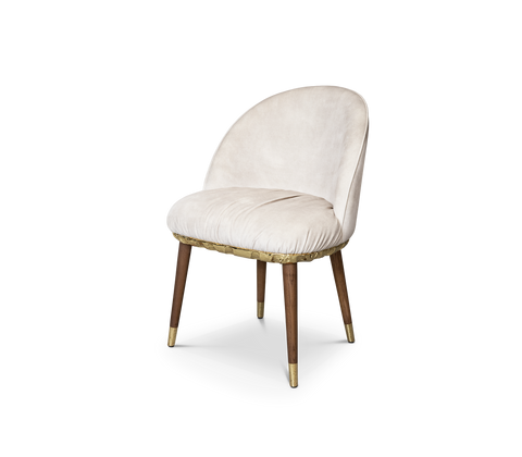 Imperfectio Hammered Brass Textured Velvet Dining Chair