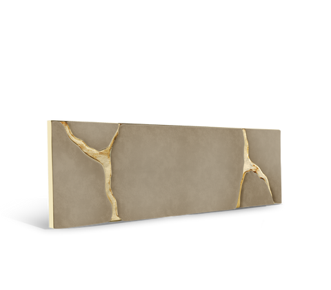 Lapiaz Kintsugi Velvet Polished Gold Headboard