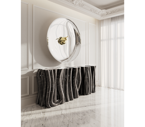 Lacquer Blue Sculptural Form Cabinet